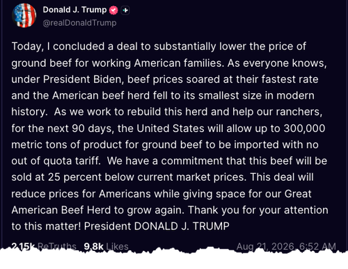 Trump Grants Temporary Tariff Waiver on Ground Beef Imports, Sparks Debate